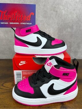 NEW Nike Court Borough Mid 2 Size 5C TD Toddler IB4399-100 Pink Baby Shoes Rare